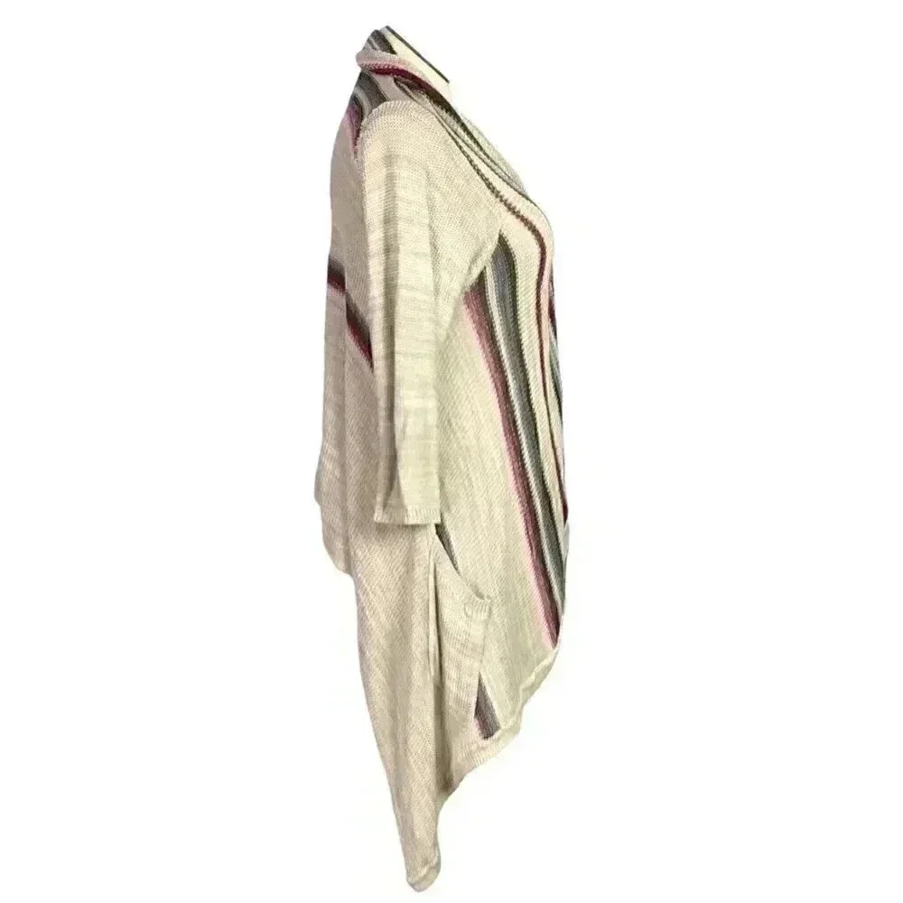 Torrid Women 0X Waterfall Striped Sweater Beige Cotton Rayon 3/4 Sleeve Boho - Picture 6 of 10